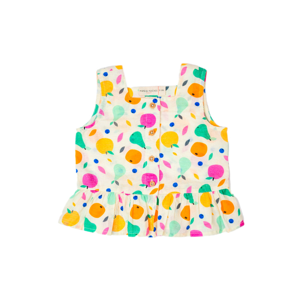 Two Piece Shorts Set in Tropical Fruits
