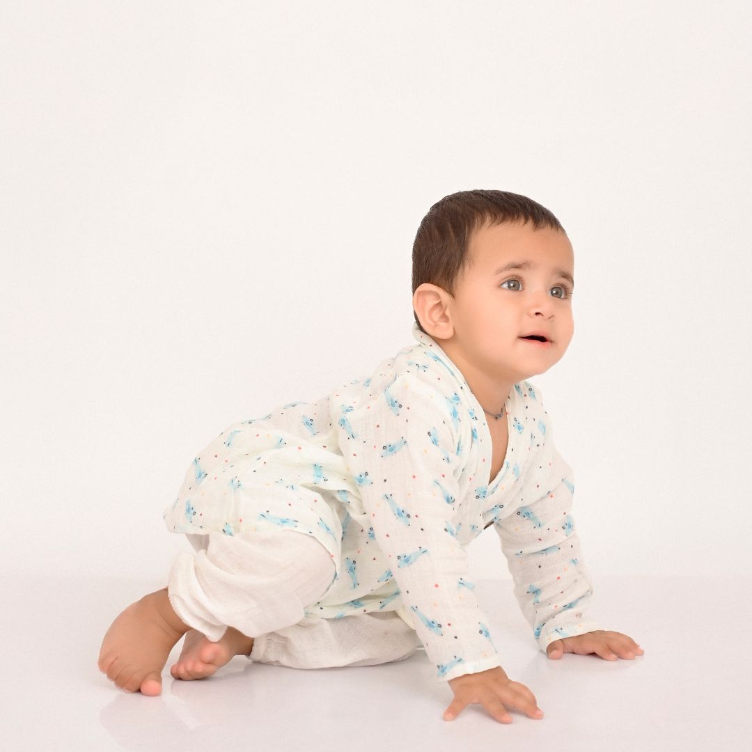 Paper Planes Muslin Angrakha Set