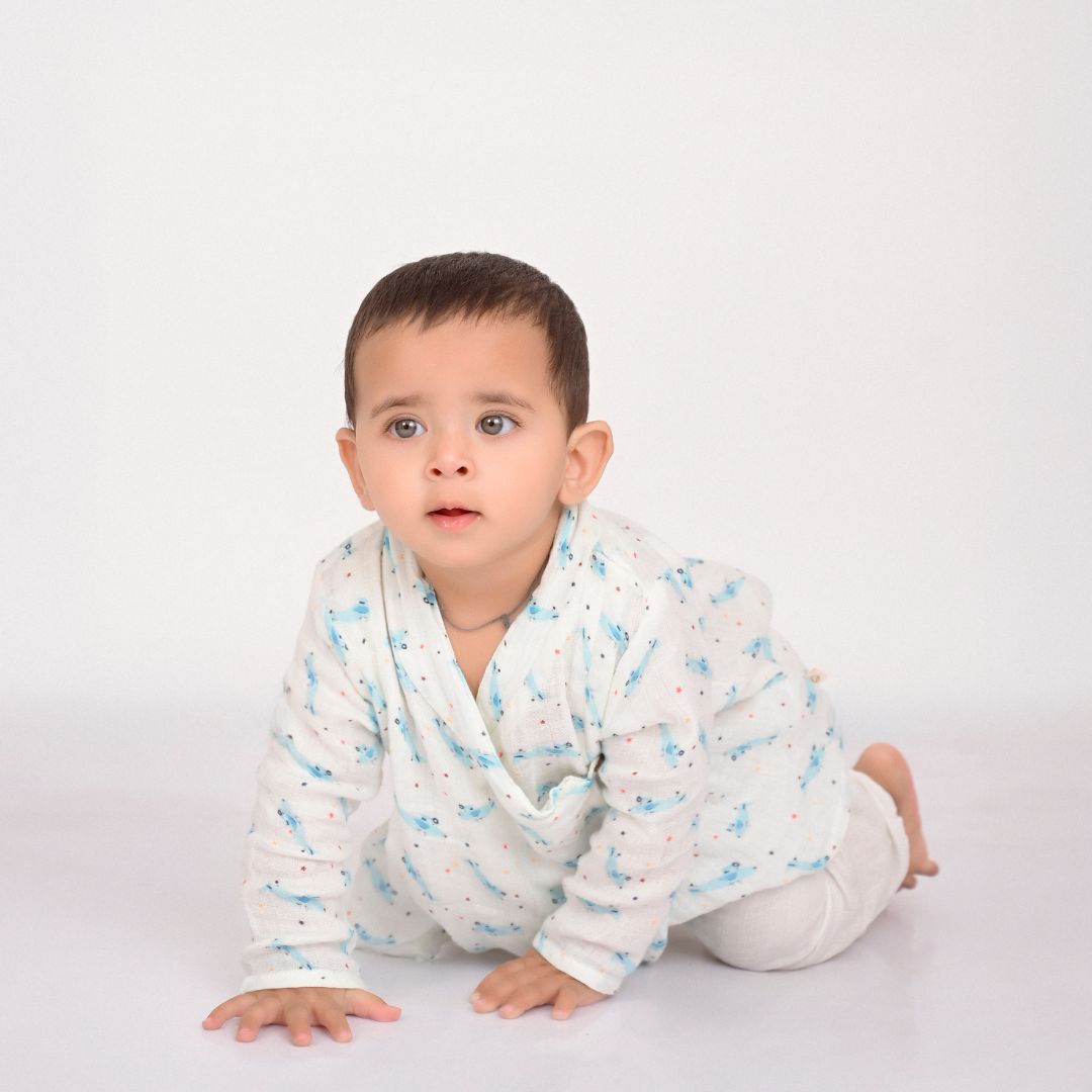 Paper Planes Muslin Angrakha Set