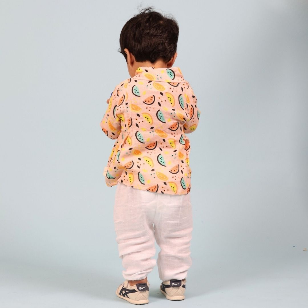 Vibrant Lemons Muslin Angrakha Set