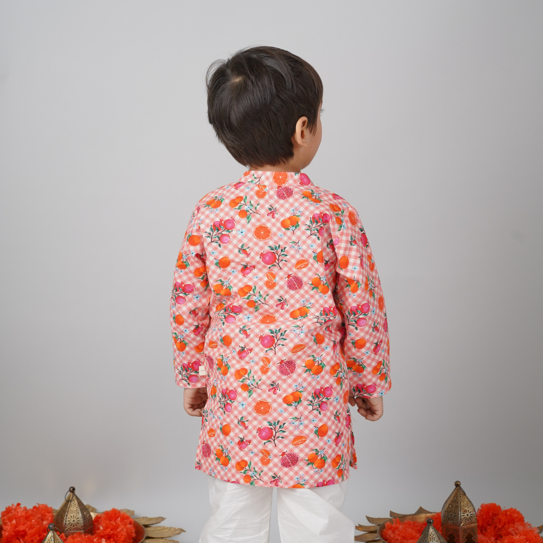 Fruity Gingham Kurta Set