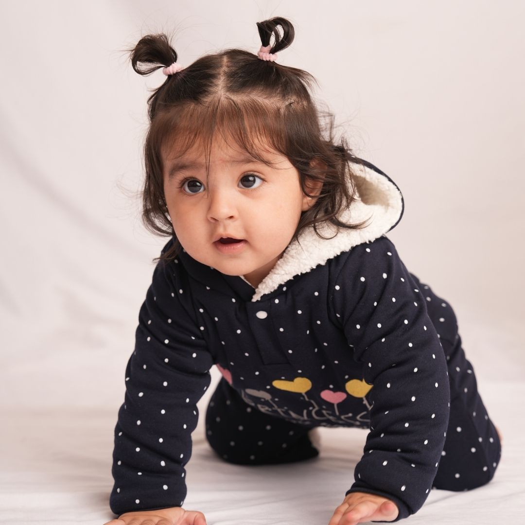 Princess Hearts Fleece Winter Romper with Sherpa
