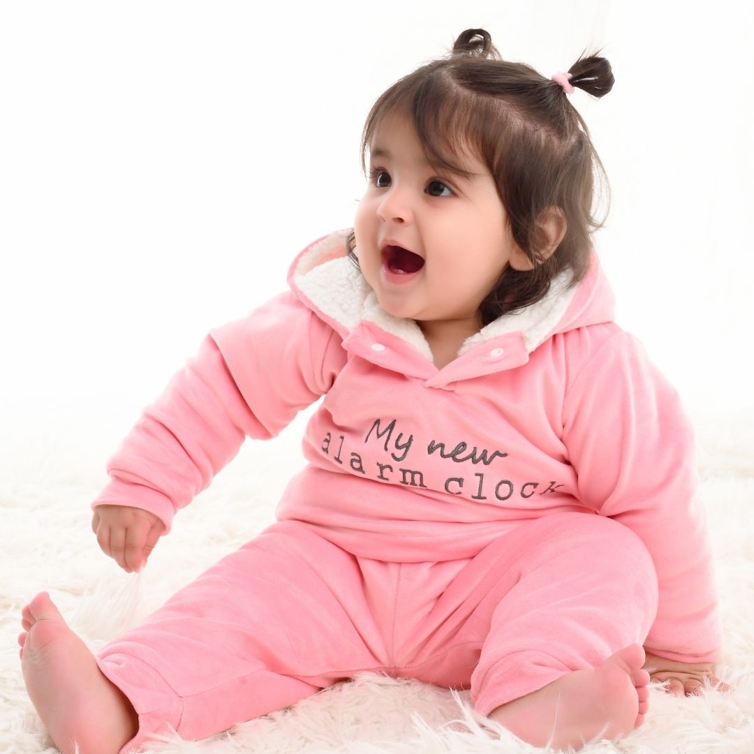 Alarm Clock Velvet Winter Co-Ord Set with Sherpa - Pink