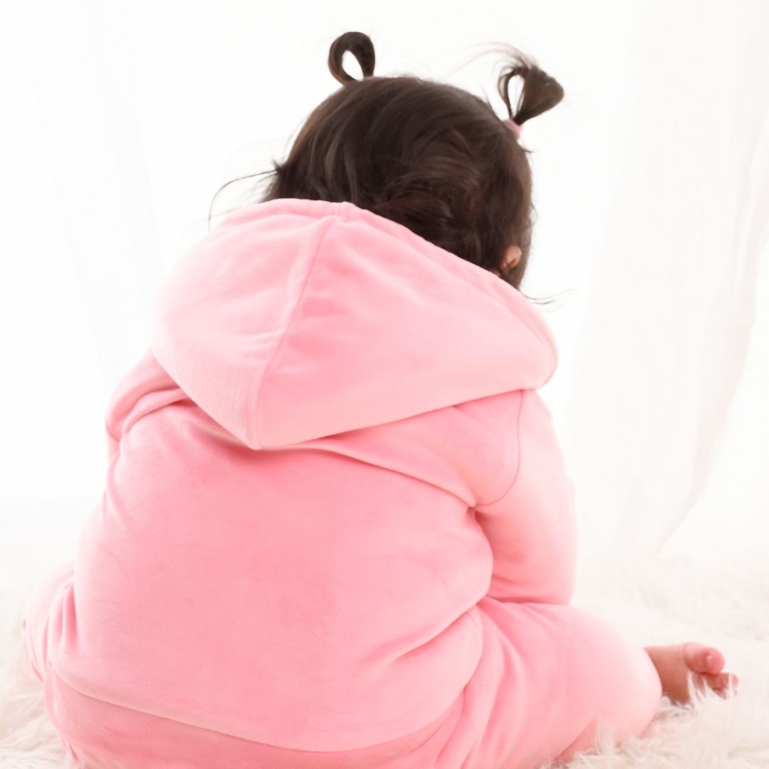 Alarm Clock Velvet Winter Co-Ord Set with Sherpa - Pink