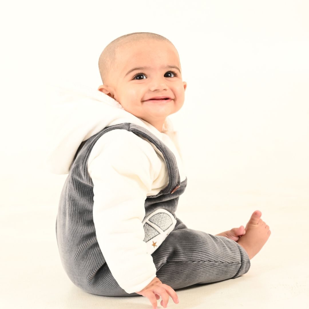 Cute Car Corduroy Velvet Romper with Sherpa