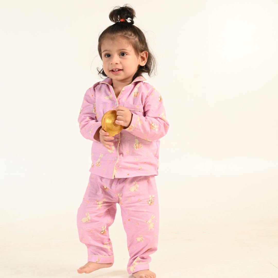 Playful Rabbits Full Sleeves Night Suit