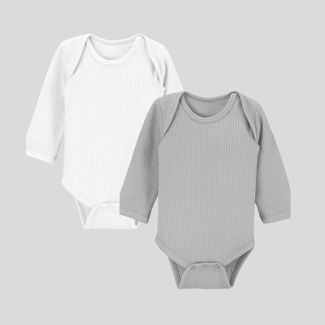 Pack Of 2 Thermal Rompers (Grey + White)