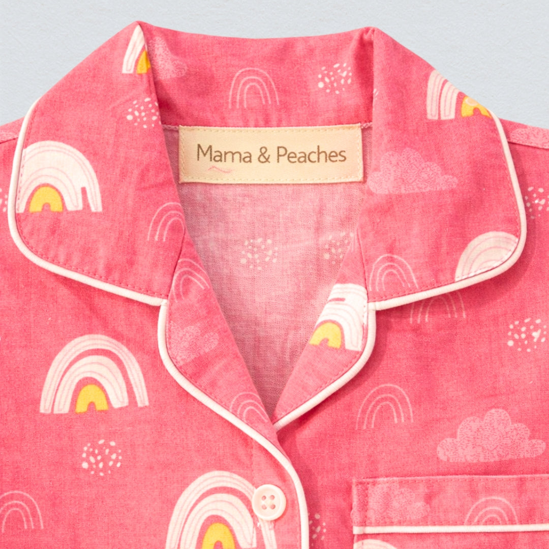 Pink Rainbows Full Sleeves Night Suit