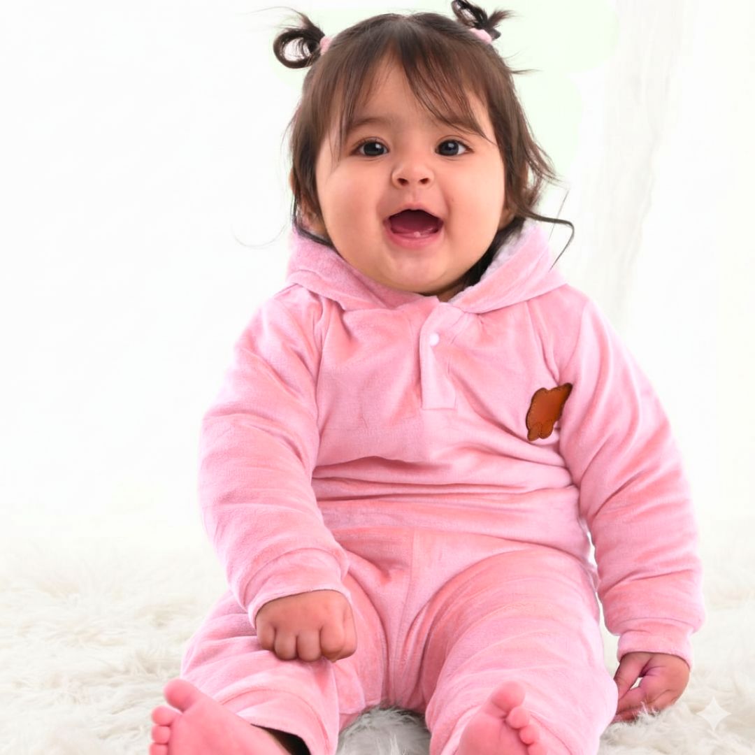 Pink Teddy Velvet Co-ord Set with Sherpa