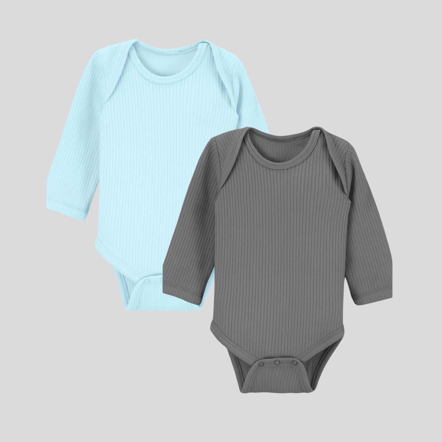 Pack Of 2 Thermal Rompers (Sky + Dark Grey)