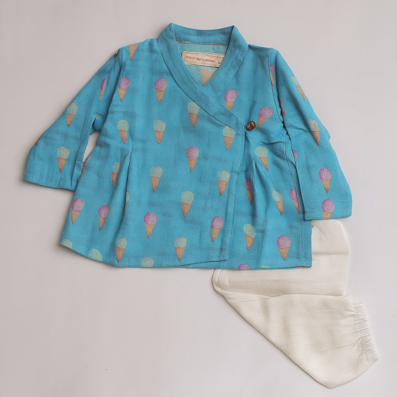 Raspberry Icecream Muslin Angrakha Set