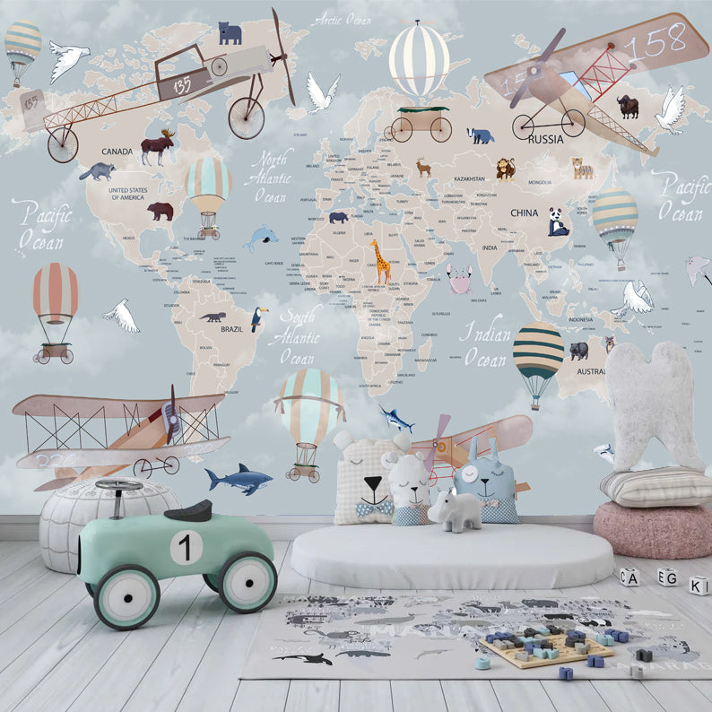 World Map In Dreamy Blue