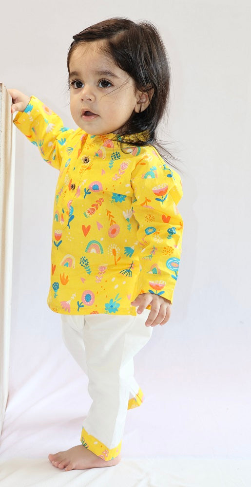 Yellow Floral Kurta set