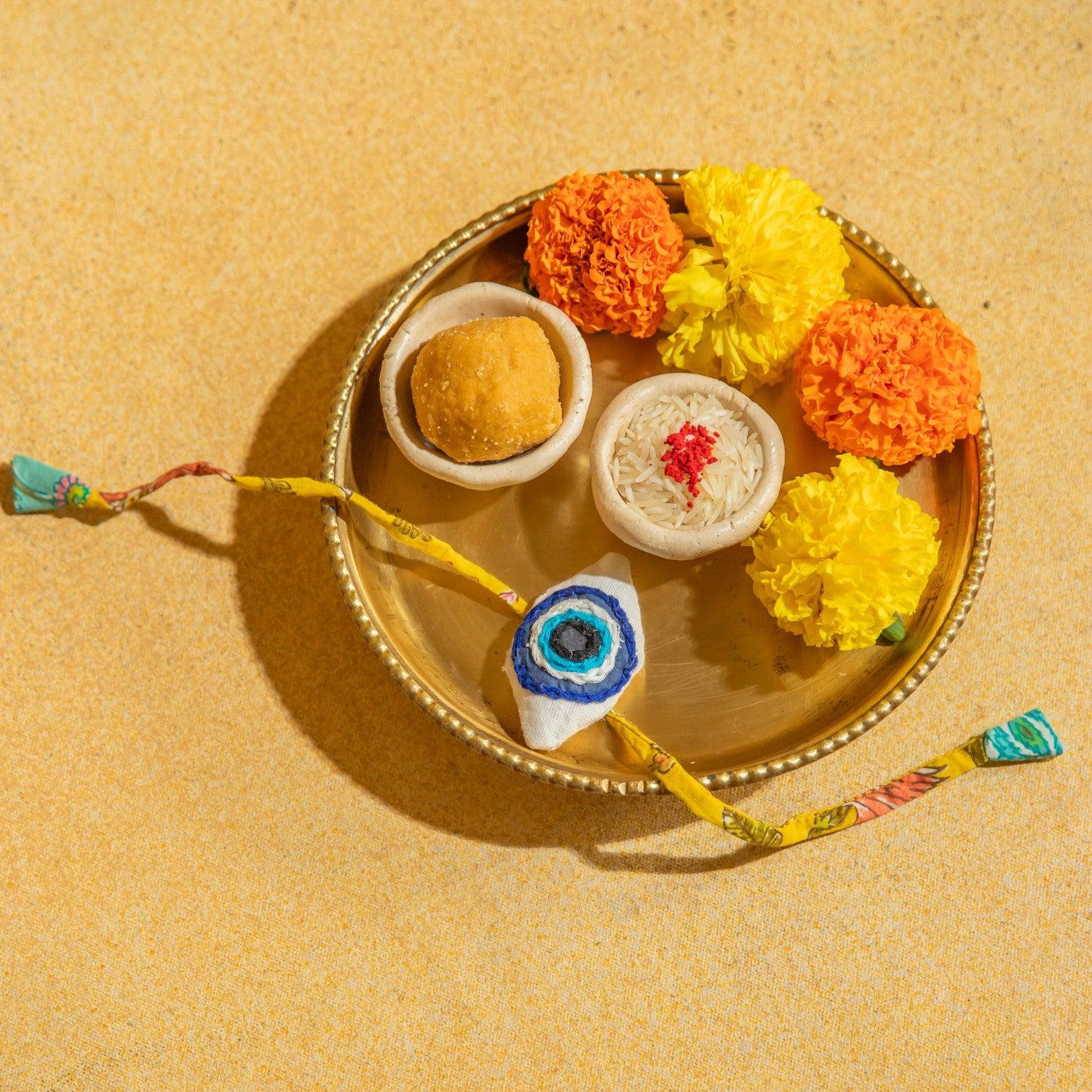 Zero Waste Evil Eye Rakhi - White
