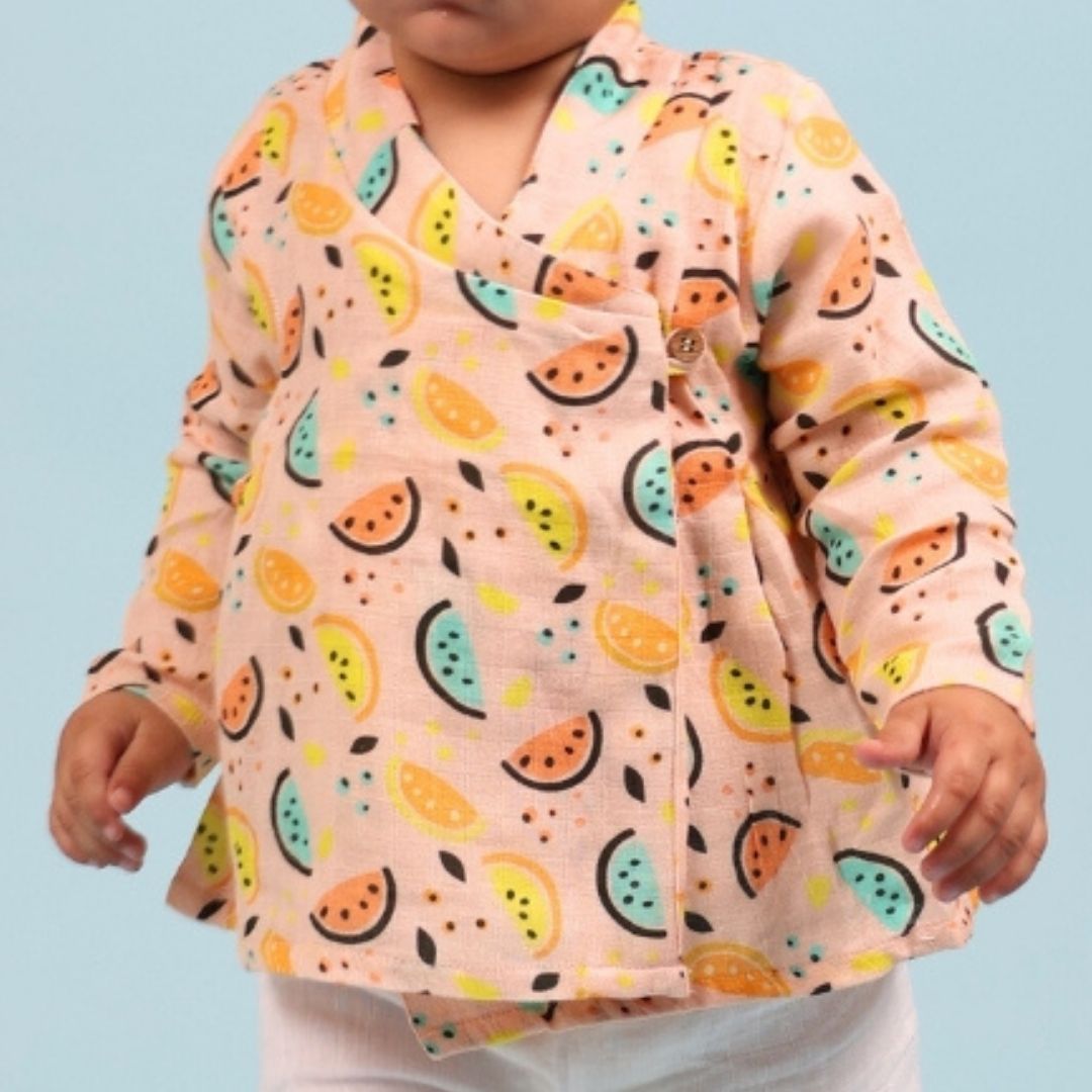 Vibrant Lemons Muslin Angrakha Set