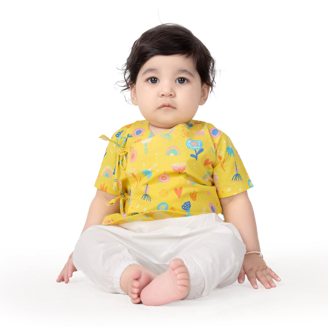 Yellow Floral Angrakha Set