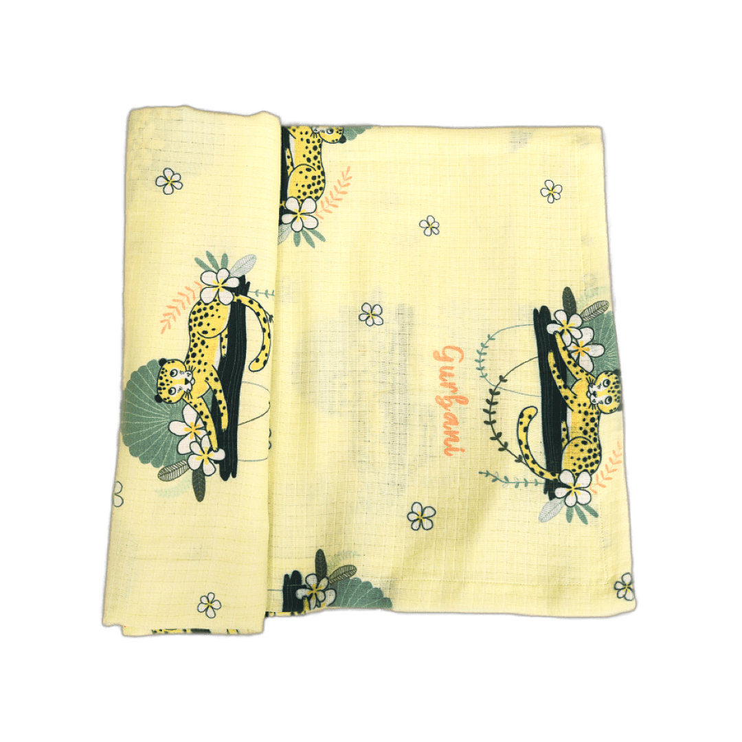 Shy Leopard Personalised Swaddle