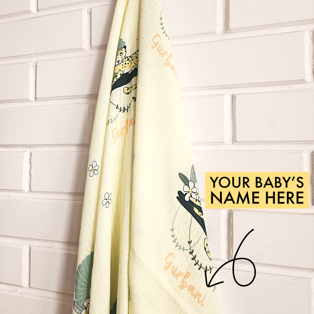 Shy Leopard Personalised Swaddle