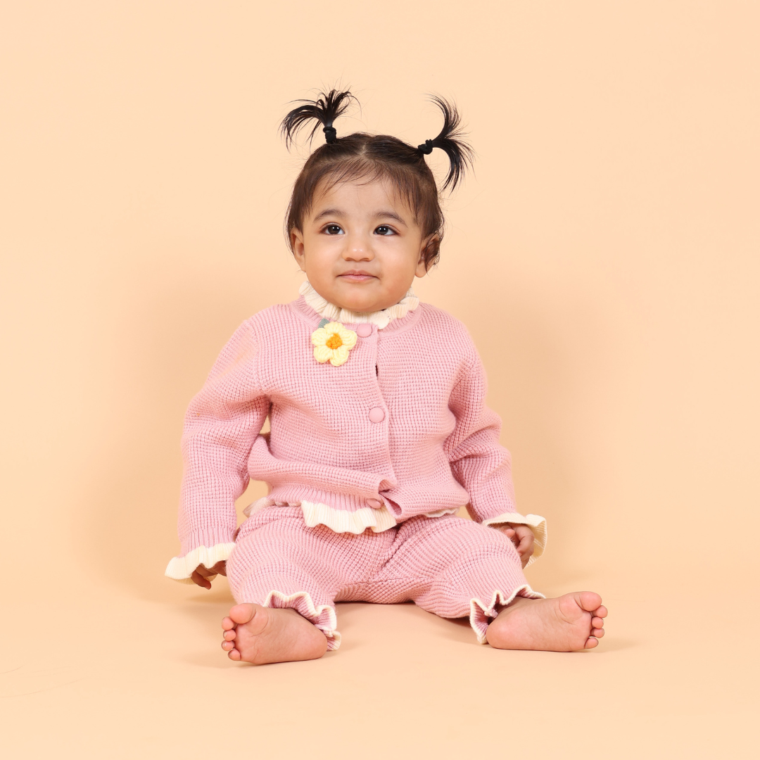 Daisy Knitted Winter Co-Ord Set- Pink