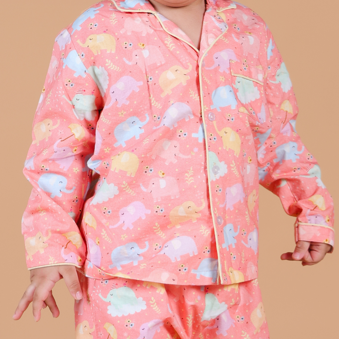 Dancing Elephants Full Sleeves Night Suit