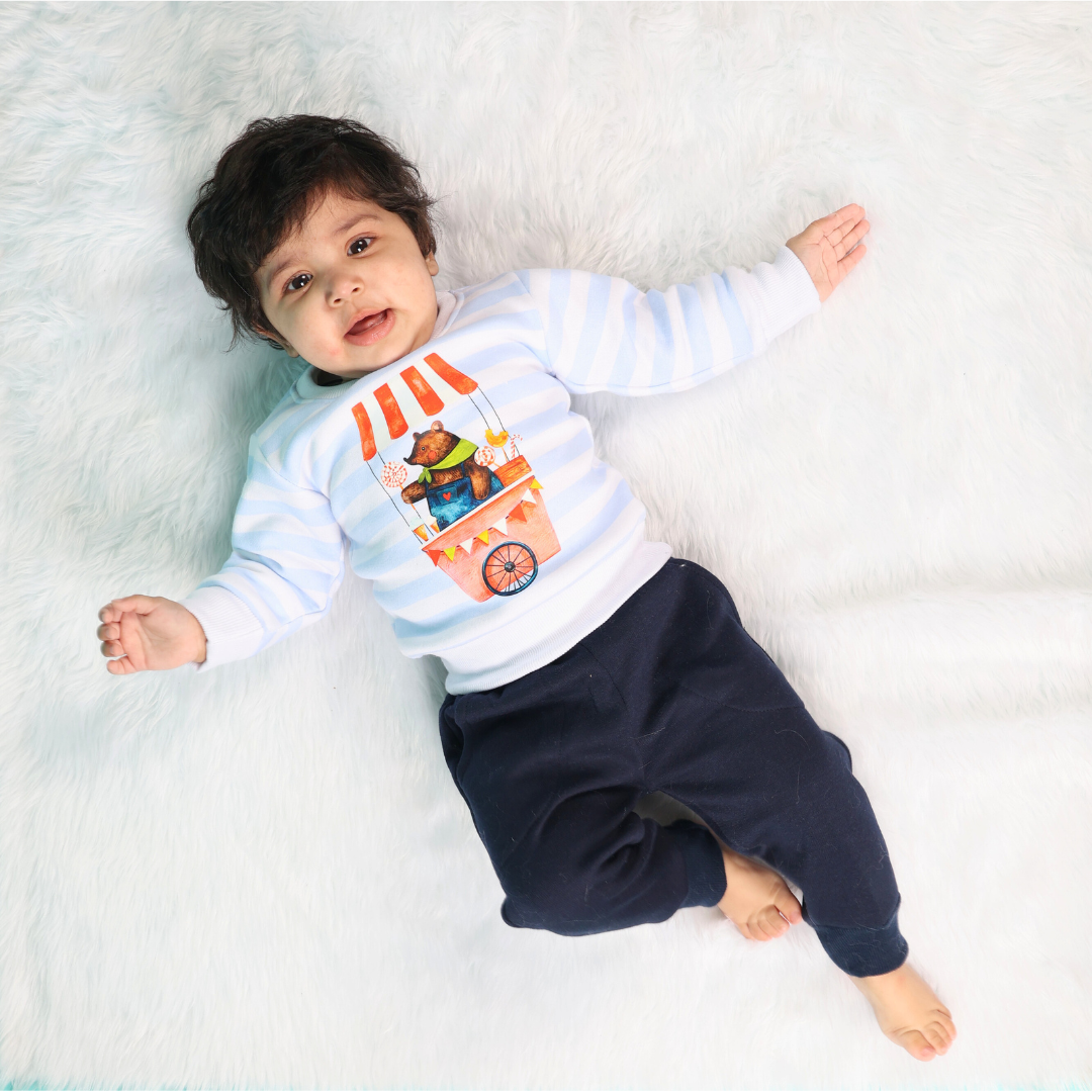 Circus Bear 2 Pc Jogger Set - Blue