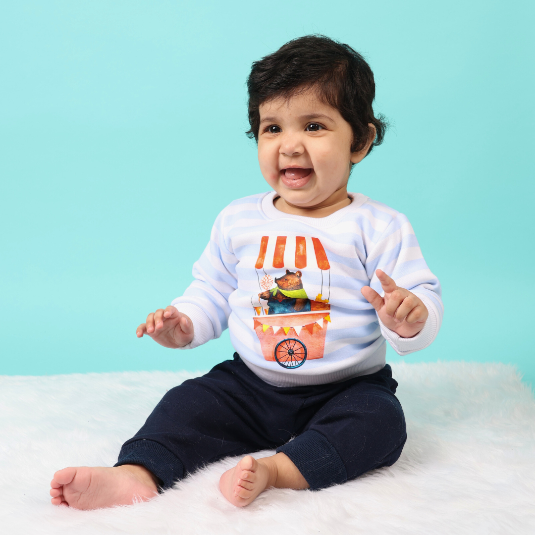 Circus Bear 2 Pc Jogger Set - Blue