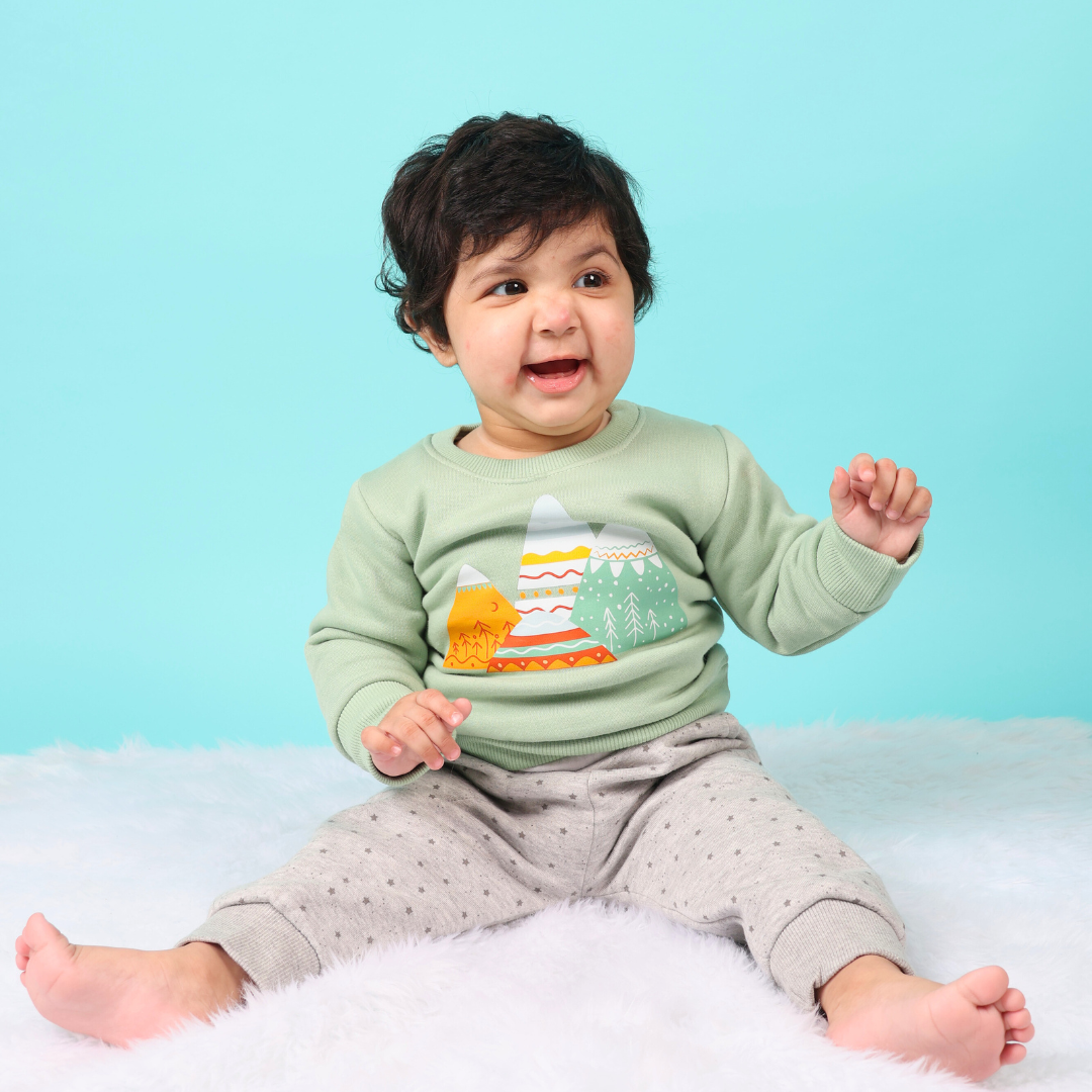 Snow Mountains 2 Pc Jogger Set - Green