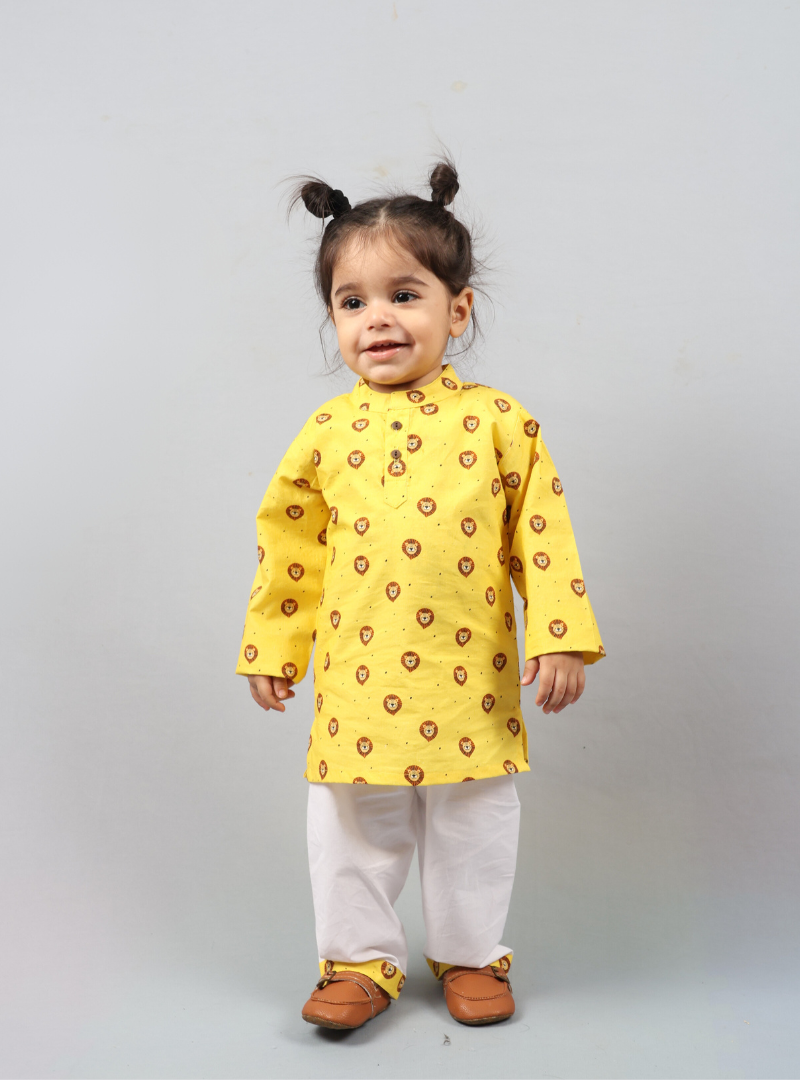 Fiery Lion Cotton Kurta Set