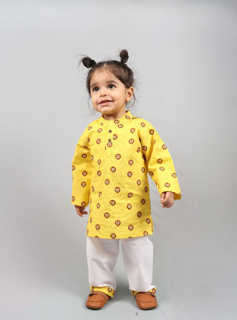 Fiery Lion Cotton Kurta Set