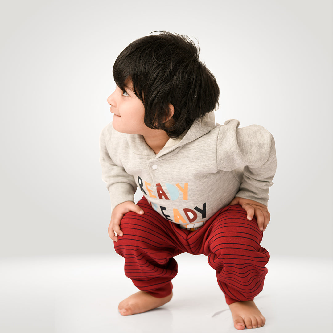 Grey Ready Steady Go Hoodie 2-piece Sweatshirt Set