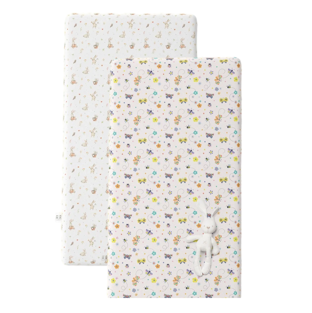 Combo of Bye Bye Butterfly & Rabbits in the Garden Fitted Cot Sheet