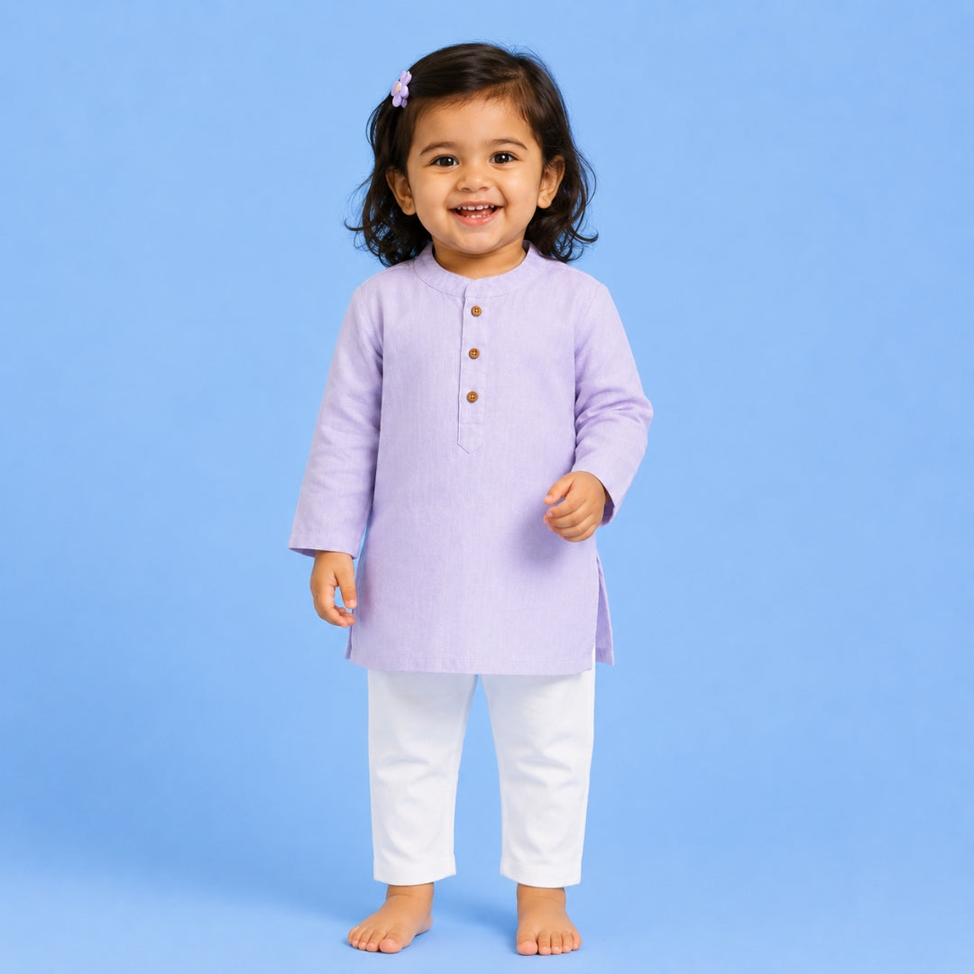 Purple Solid Kurta Set