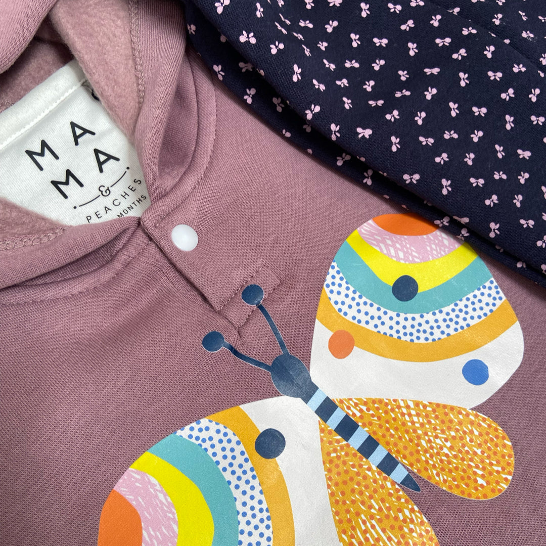 Mauve Butterfly Hoodie 2-piece Sweatshirt Set