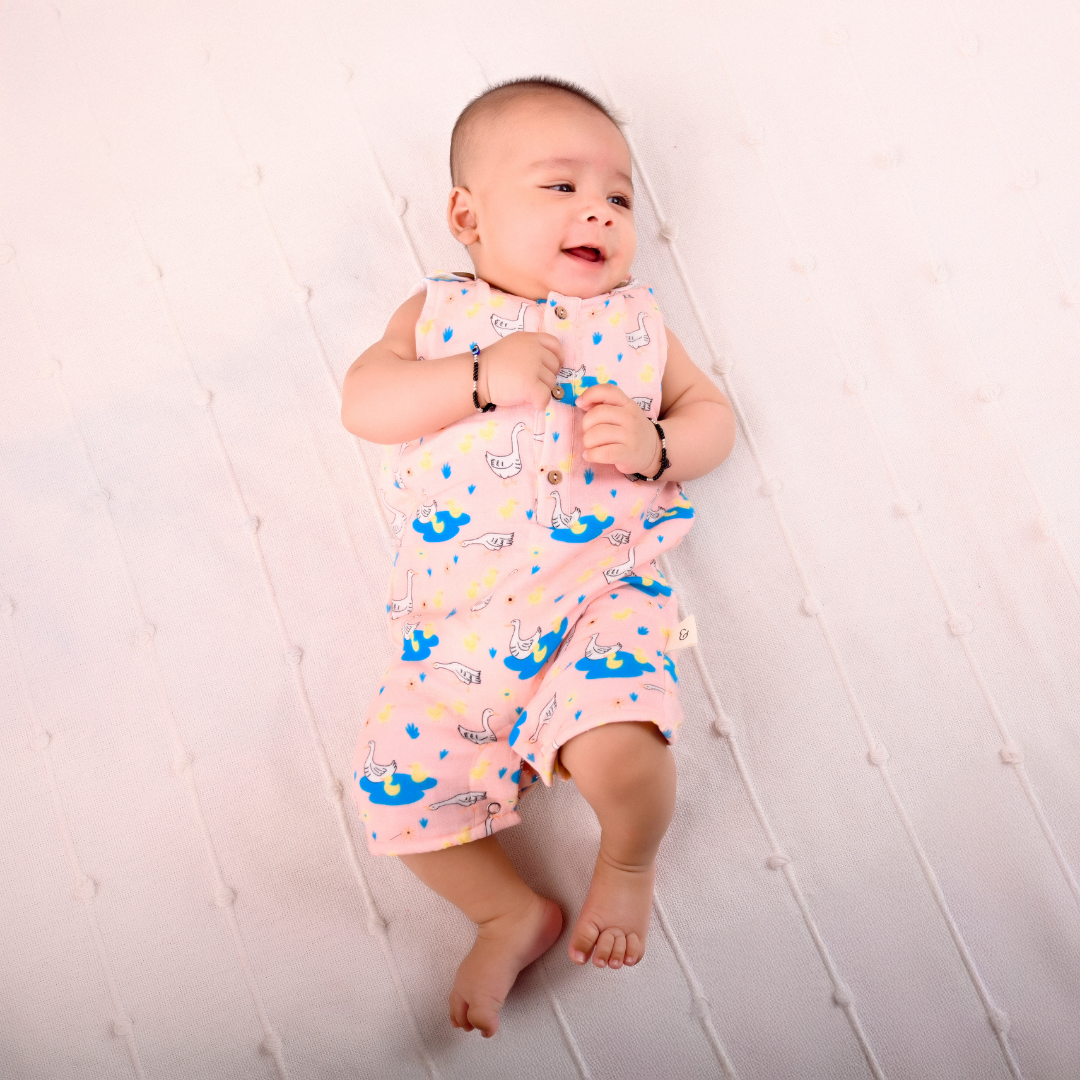 Ducks Muslin Double Layer Romper