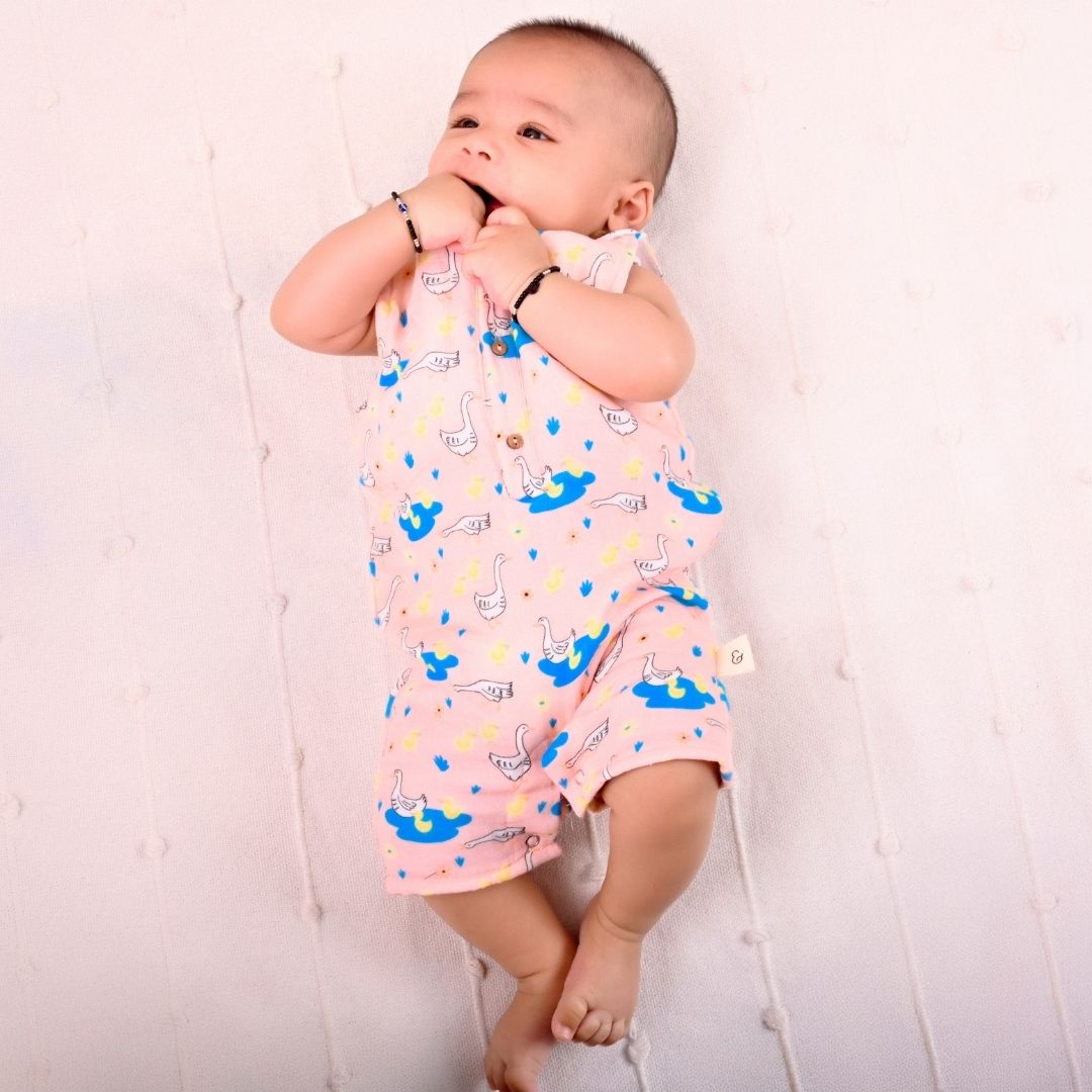 Ducks Muslin Double Layer Romper