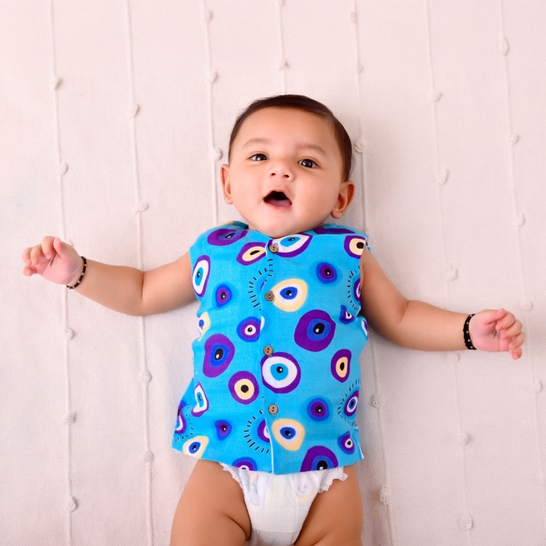 Blue Evil Eye Muslin Vest