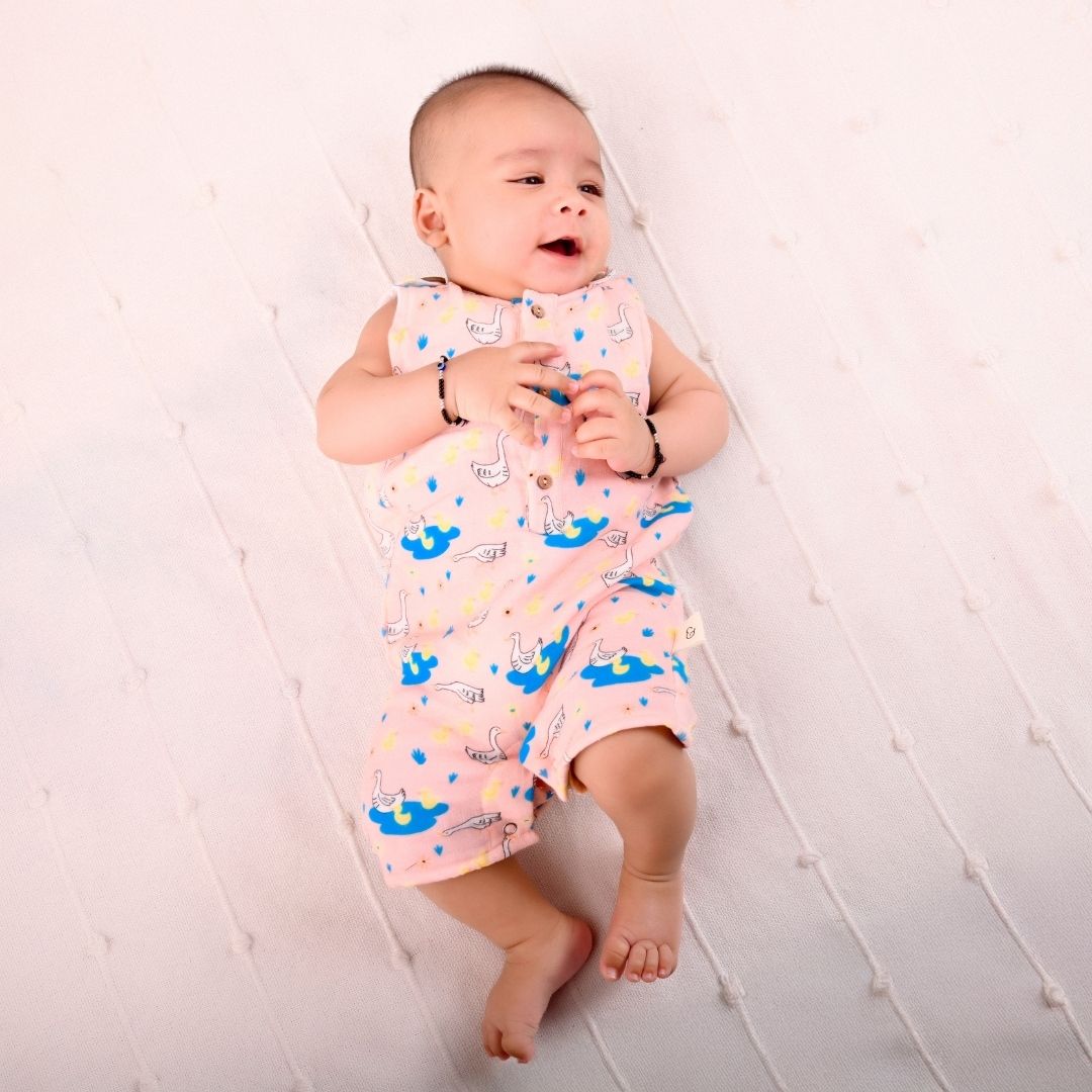 Ducks Muslin Double Layer Romper