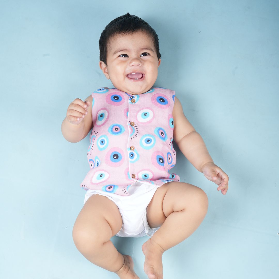 Pink Evil Eye Muslin Vest