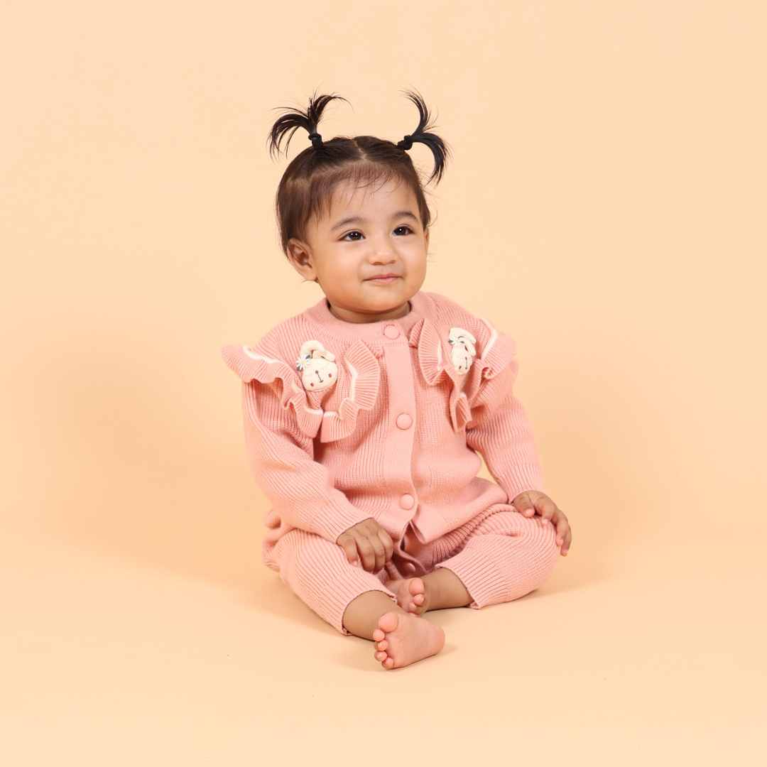 Pink Rabbit Knitted Winter Romper