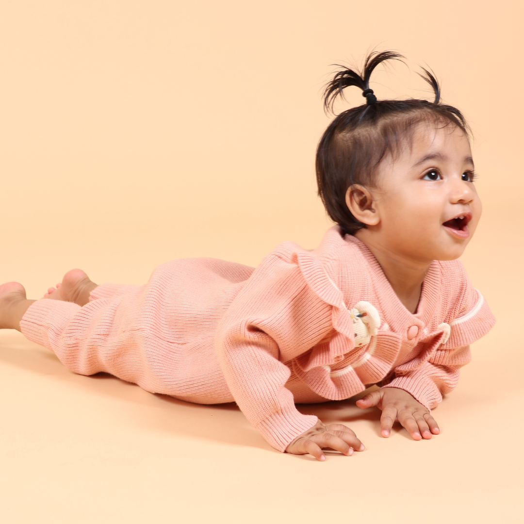 Pink Rabbit Knitted Winter Romper