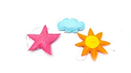 Stroller/pram/bassinet/crib/baby gym hanging toys -Felt Star Sun and Cloud