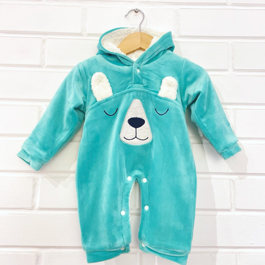 Sleepy Bear Velvet with Sherpa -Turquoise