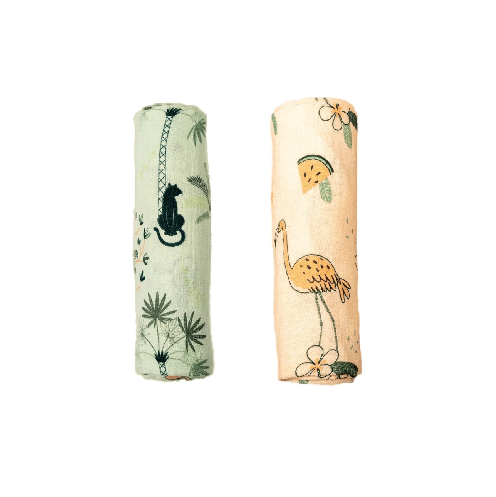 Combo of Tropical Jungle & Flamingo Muslin Swaddle