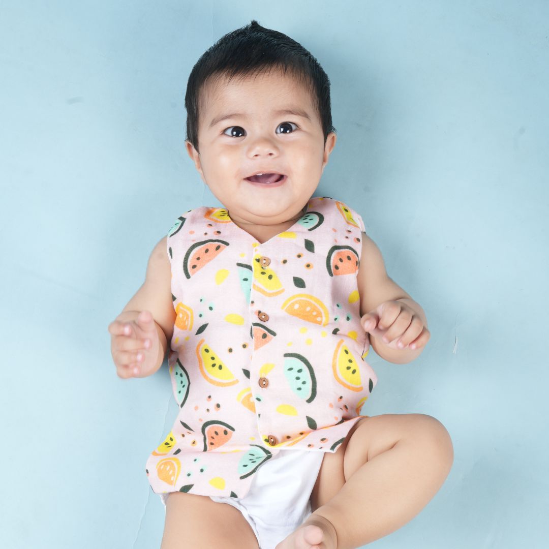 Vibrant Lemons Muslin Vest