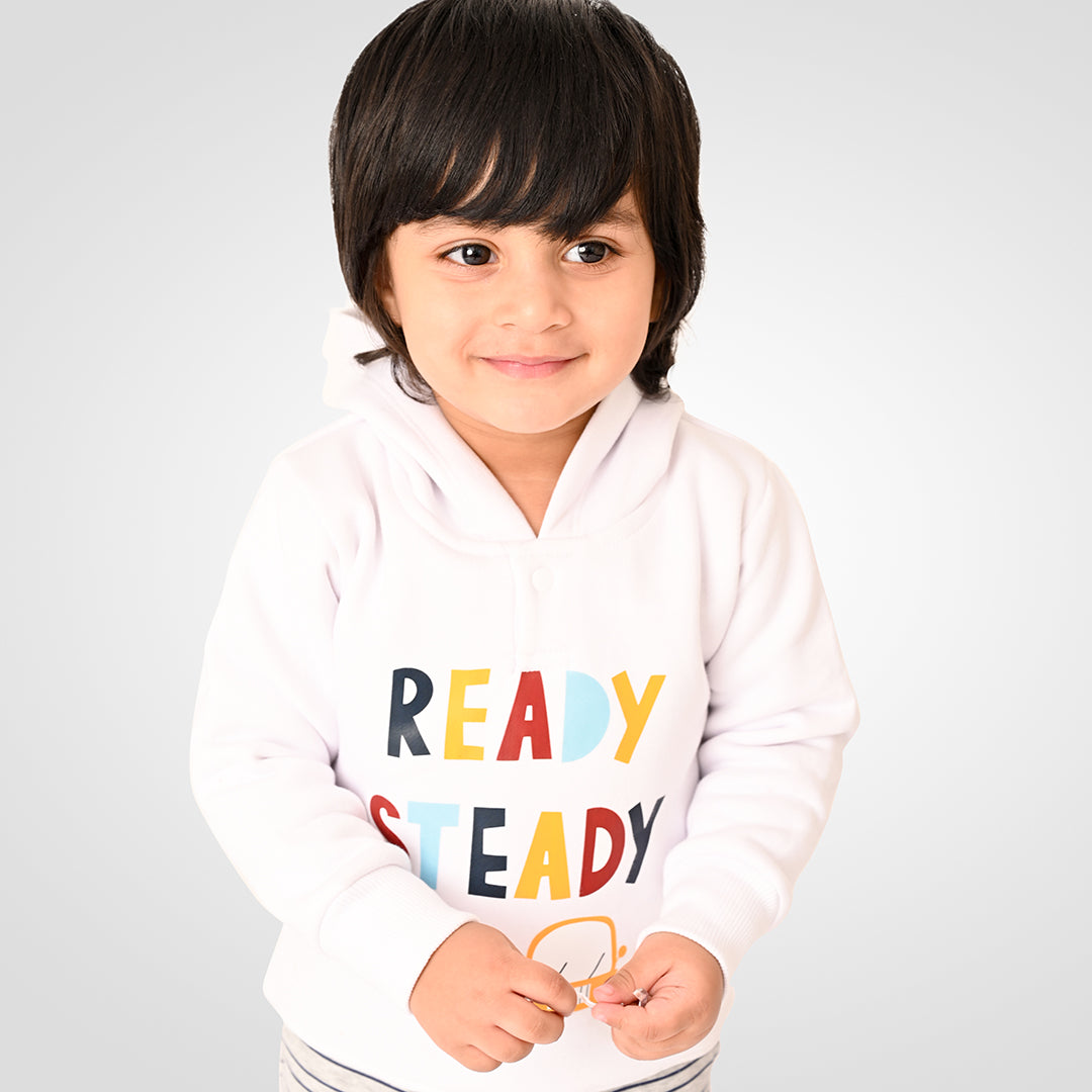 White Ready Steady Go Hoodie 2-piece Sweatshirt Set