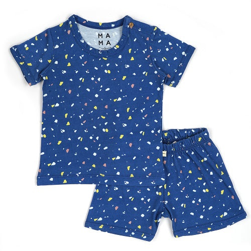 Blue Terazzo Nightsuit Shorts Set