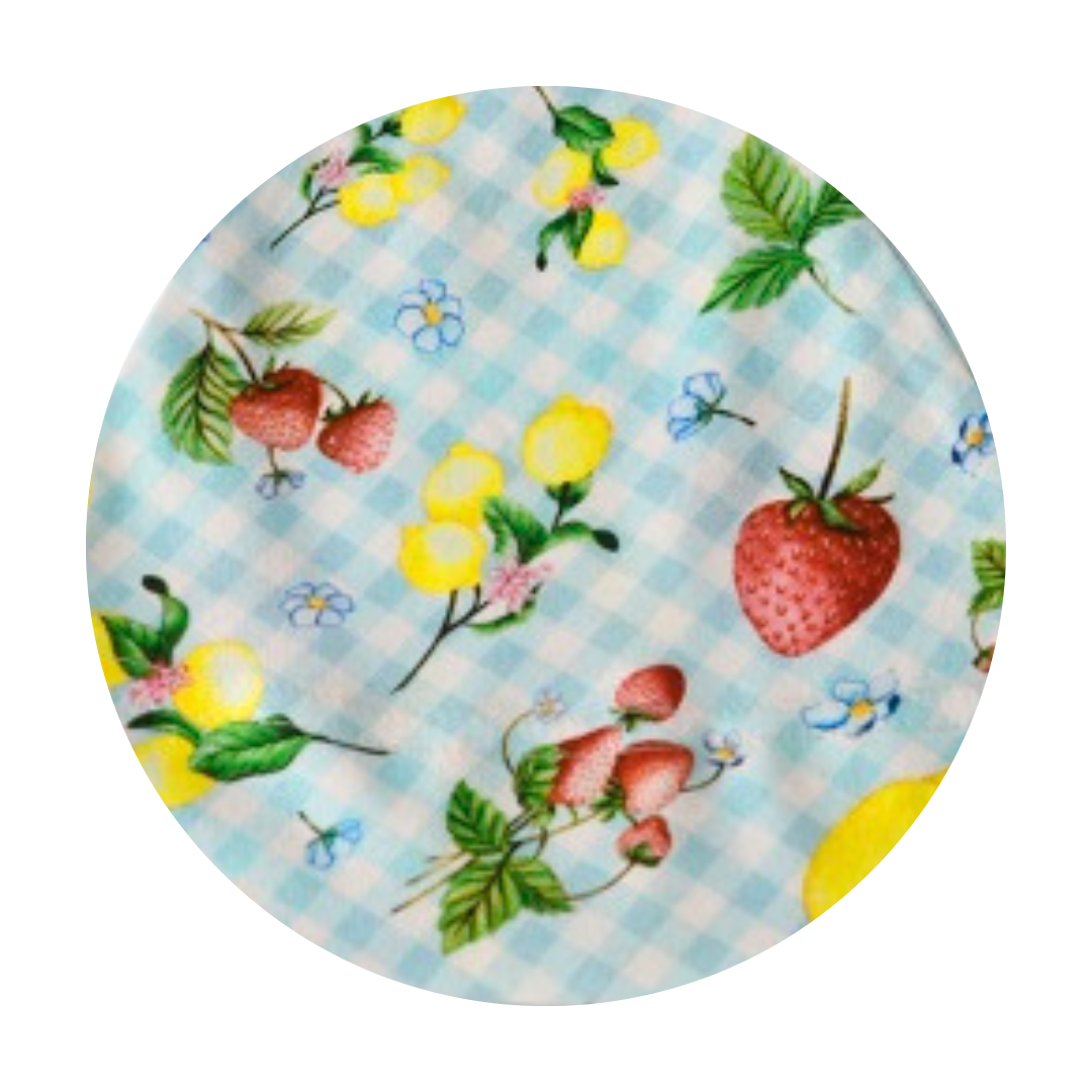 Citrus Gingham in Blue Kimono Onesie