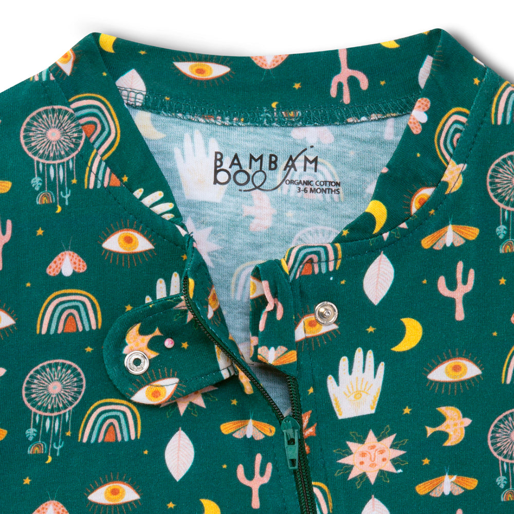 Good Vibes Only Organic Zipped Footed Sleepsuit