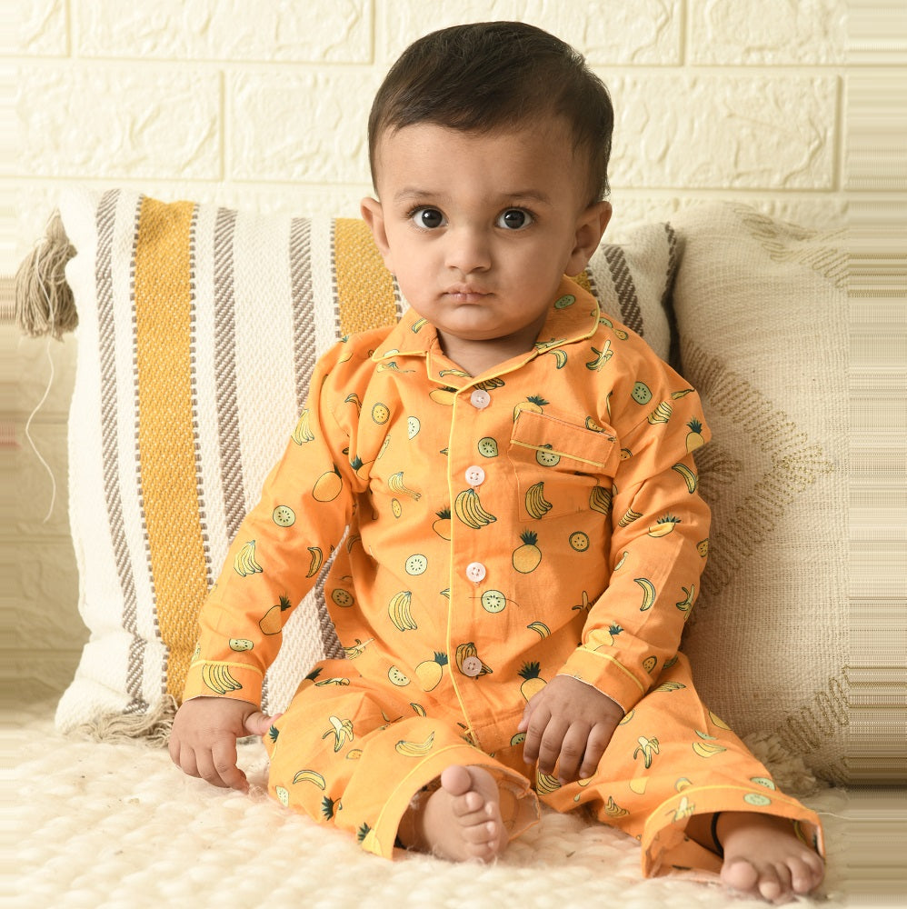 Tropical Fruits Night Suit Full Sleeves Mama and Peaches