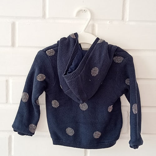 Navy Blue Hooded Cardigan